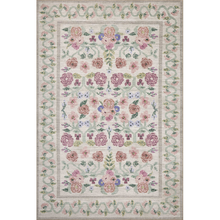 Rifle Paper Co. x Loloi Rosa Ivory Area Rug & Reviews Birch Lane